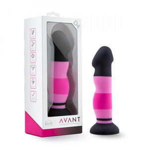 The Sexy in Pink Avant Silicone Dildo with suction cup standing upright both in its packaging and out of it on a white background Sex toys Ireland - Sex Siopa, Ireland's best adult shop