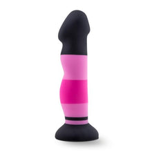 Load image into Gallery viewer, Avant Silicone dildo with suction cup sexy in pink with stripey colours standing upright with white background - Sex Siopa stocks Ireland&#39;s best sex toys, lubricants and accessories. 