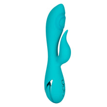 Load image into Gallery viewer, Calexotics Santa Monica Starlet Pulsing Rabbit vibrator in blue with clit stimulator standing upright on white background - Sex Siopa stocks Ireland&#39;s best sex toys, lubricants and accessories. 