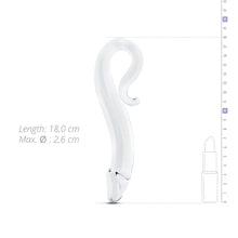 Load image into Gallery viewer, Gildo No 14 standing upright on the penis head end with drawn dimensions of the dildo Sex Toys Ireland - Sex Siopa