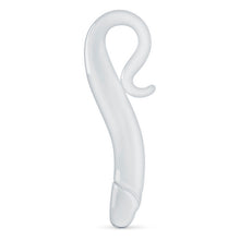 Load image into Gallery viewer, Gildo No 14 glass dildo with a curved penis shape and round handle standing upright on the tip end Sex toys Ireland - Sex Siopa, Ireland's best adult shop