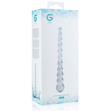 Load image into Gallery viewer, The Glass Dildo No 203 in its white packaging with logo and fine print text Sex toys Ireland - Sex Siopa, Ireland's best adult shop
