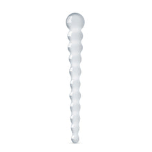 Load image into Gallery viewer, The Glass Dildo No.20 standing upright with glass ribbed girth on white background Sex toys Ireland - Sex Siopa, Ireland's best adult shop