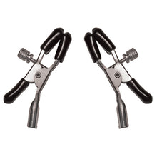 Load image into Gallery viewer, Sportsheets classic pair of nipple clips on white background with metal adjusters and clamps with rubber protective and removable tips 