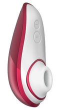 Load image into Gallery viewer, Side view of the Womanizer Liberty rechargeable vibrator with a removable silicone cap 