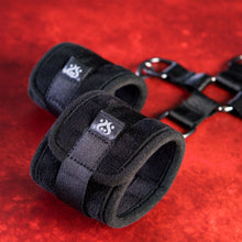 Load image into Gallery viewer, Close up of the velvet padded wrist cuffs for the Sei Mio Hog Tied and Satisfied kit.