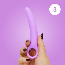 Load image into Gallery viewer, Size 3 medium of the Skins Care silicone dilator set being held in a woman's hand