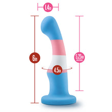 Load image into Gallery viewer, Measurements for the Avant Trans Pride silicone dildo 
