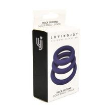 Load image into Gallery viewer, Packaging for the Loving Joy blue silicone cock rings set - Sex Siopa, Ireland's favourite sex toy shop.