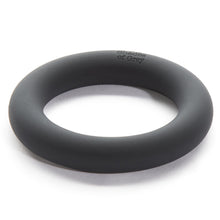 Load image into Gallery viewer, 50 Shades of Grey Perfect O Silicone Cock Ring in black on white background