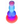An above view of the vertical silicon textured alien dildo in orange/purple/blue colour scheme.