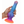 A rear view of a hand holding the vertical silicon textured alien dildo in orange/purple/blue colour scheme.