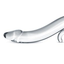 Load image into Gallery viewer, The Gildo No 14 glass dildo close up of the tip of the dildo shaped like tip of the penis with the small curvature of the handle along the shaft Sex Toys Ireland - Sex Siopa