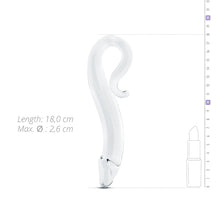 Load image into Gallery viewer, Gildo No 14 standing upright on the penis head end with drawn dimensions of the dildo Sex Toys Ireland - Sex Siopa 