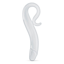 Load image into Gallery viewer, Gildo No 14 glass dildo with a curved penis shape and round handle standing upright on the tip end Sex toys Ireland - Sex Siopa, Ireland&#39;s best adult shop