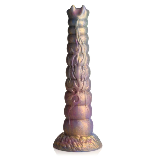 A backside view of the tribal texture on the tentacle ovipositor dildo by Creature Cocks.