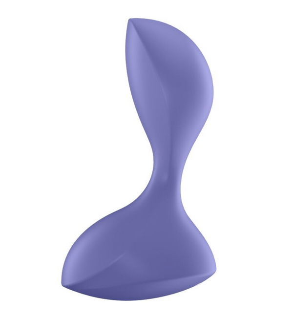 Side view of the Satisfyer Sweet Seal App Controlled Vibrating Butt Plug in light purple.