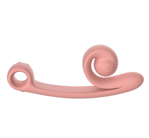 Side view of a Snail Curve Rechargeable Extending Vibrator in light pink, shown on a white background.