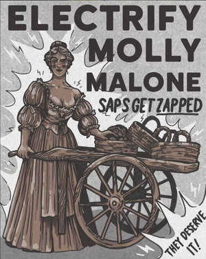 Electrify Molly Malone poster, in a greyscale colour scheme.