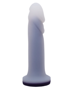 Tantus flurry dual density silicone dildo in lavender standing upright with realistic side of the penis head on display - Sex Siopa, Ireland's Best Adult Shop for Sex Toys, Lubricants, and Accessories