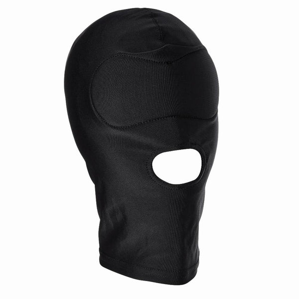 Sportsheets Visual Deprivation Hood in a black colour on a mannequin with white background Sex toys Ireland - Sex Siopa, Ireland's best adult shop