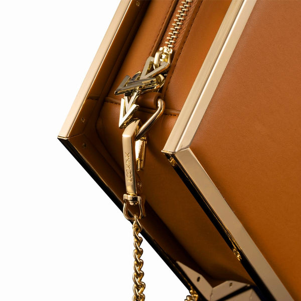 Close Up on the Zip Pull of the LOCKINK Luxury Leather Handbag