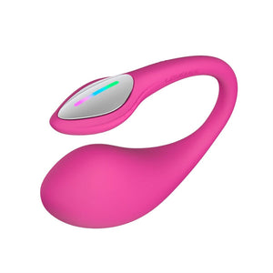 Side view of pink and metallic Lush 4 vibrator by Lovense. 