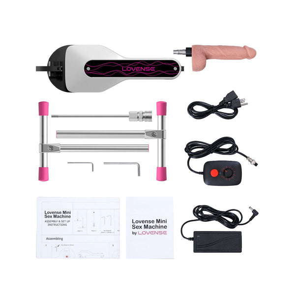 Aerial view of Lovense mini sex machine taken apart into separate components