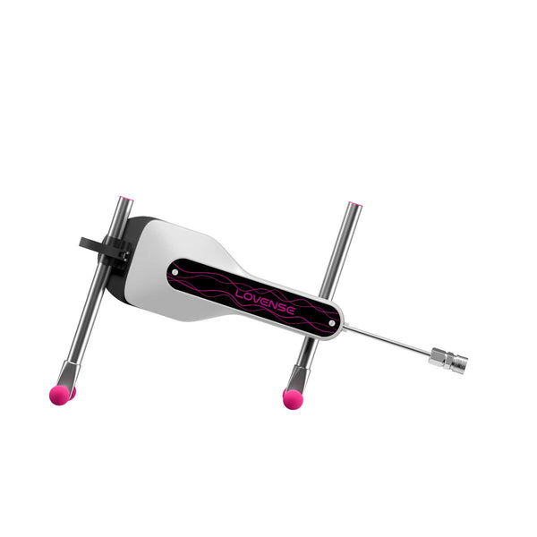 Side view of Lovense mini sex machine stand in a diagonal facing downwards position.