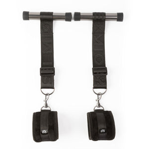 SEI MIO - Doorway Control Play - Adjustable Over Door Cuff Restraints laid out on a white background