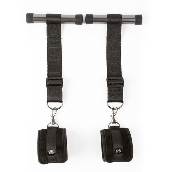 SEI MIO - Doorway Control Play - Adjustable Over Door Cuff Restraints laid out on a white background