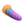 Aerial sideways view of the horizontal ribbed Mystique Unicorn Silicone Dildo in a pink/blue/orange colour scheme.