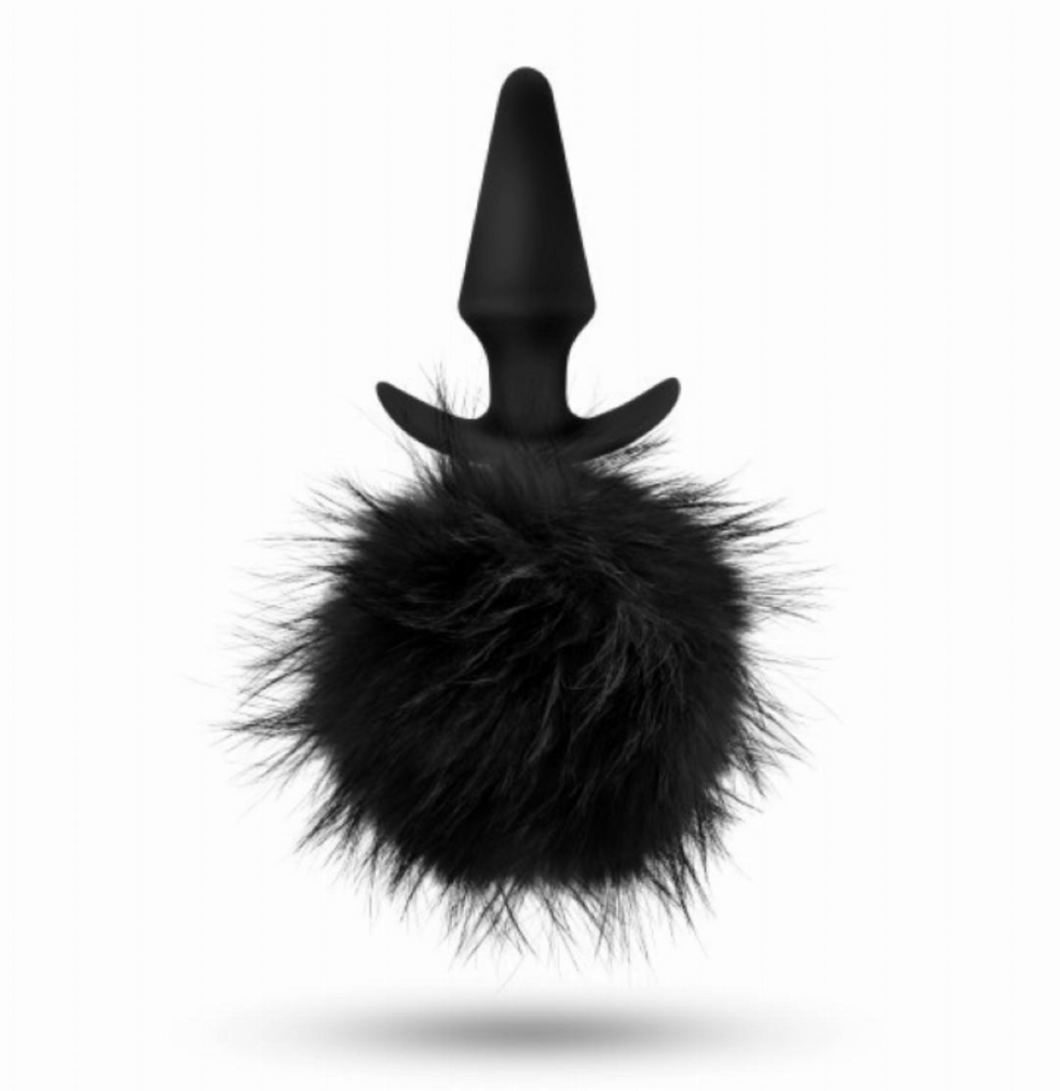 Blush Anal Adventures platinum silicone butt plug with a faux fur black rabbit tail - Sex Siopa is Ireland's best adult shop for bodysafe sex toys and lubricants 