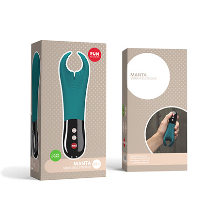 Two examples of the Fun Factory Manta couples blow job vibrator packaging - Sex Siopa, Ireland's best sex toys!