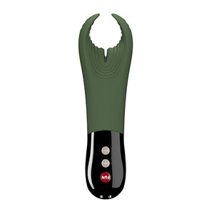 Fun Factory Manta couples vibrator in Moss Green with a black handle - Sex Siopa, Ireland's best sex toy shop