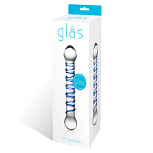 Load image into Gallery viewer, Glas Spiral dildo in cardboard packaging. This dildo is made from hypoallergenic borosilicate glass. Sex toys in Ireland from Sex Siopa.