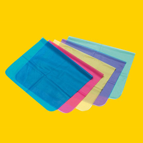 Selection of Glyde vegan dental dams in blue, pink, yellow, purple and blue, shown on a yellow background - Sex Siopa, Ireland's best sex toys & accessories!