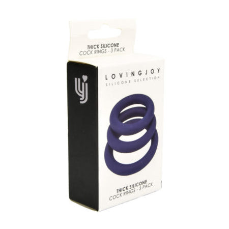 Packaging for the Loving Joy blue silicone cock rings set - Sex Siopa, Ireland's favourite sex toy shop.