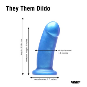 Sizing chart for the Tantus They Them silicone strap on dildo - Sex Siopa is Ireland best sex toy and lubricant shop.