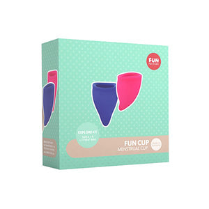 The outer packaging for the Fun Cups by Fun Factory - reusable silicone bodysafe period cups - Sex Siopa Ireland