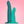 Two Fun Factory Limba Flex silicone dildos with suction base for a strap-on harness. Coloured in light and dark green, set on a pink background. The Limba Flex comes in a small and medium size. 