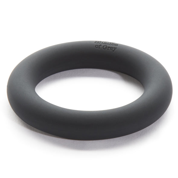 50 Shades of Grey Perfect O Silicone Cock Ring in black on white background
