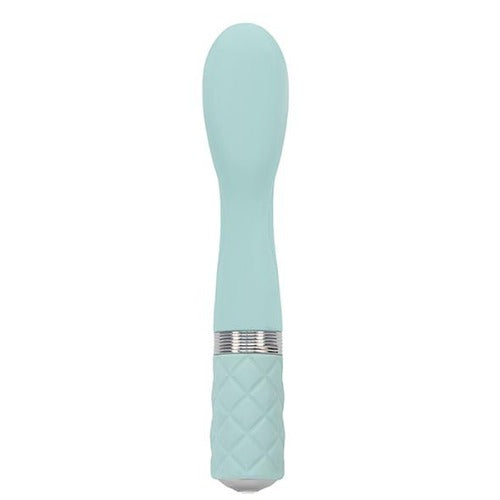 A front view of the Pillow Talk Sassy rechargeable G-spot vibrator in teal on a white background - Sex Siopa, Ireland's best adult shop.