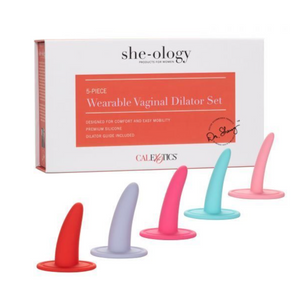 Lineup and packaging for the CalExotics She-ology silicone vaginal dilator set - Sex Siopa Ireland