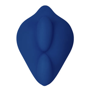 Midnight blue coloured front view of the Bananapants Bumpher strap-on silicone cushion for comfort and clitoral stimulation. - Sex Siopa is Ireland's favourite adult store for sex toys, lubricants, and accessories.