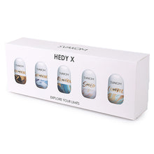 Load image into Gallery viewer, Svakom Hedy X 5-piece masturbation sleeve set with 5 unique textures. Each egg is double sided for extra sensation and made from a super soft and stretchy elastomer so they are 1 size fits all. Sex Siopa is Ireland&#39;s favourite adult shop for bodysafe sex toys, lubricants, and accessories.