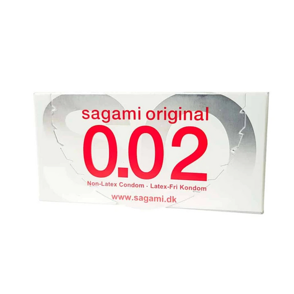 Packaging for the Sagami Ultra Thin Latex Free Condom, in a white/grey/red colour scheme.