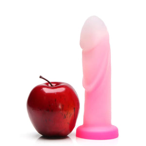 Size comparison of the Tantus Cush O2 dual density silicone dildo with an apple - Sex Siopa, Ireland's best sex toys and adult accessories