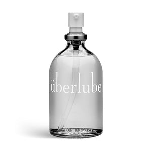 Picture of Uberlube in a clear spray bottle. It is a luxury silicone lubricant that is long lasting and leaves your skin feeling smooth and supple - Sex Siopa, Ireland's favourite sex toy shop